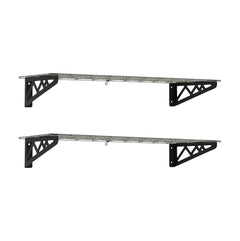 SafeRacks 12" x 36" Wall Shelves (Two Pack with Hooks)