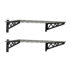 SafeRacks 18" x 36" Wall Shelves (Two Pack with Hooks)