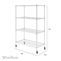 SafeRacks 24" x 48" x 72" 4-Tier Wire Shelving