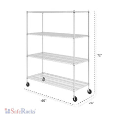 SafeRacks 24" x 60" x 72" 4-Tier Wire Shelving