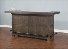 80" Farmhouse Transitional Wood Home Bar Unit Cabinet Set with Stemware Rack, Wine Storage