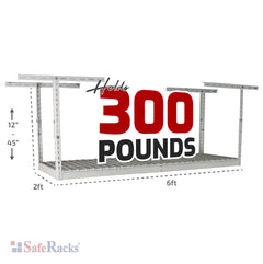 SafeRacks 2' x 6' Overhead Garage Storage Rack